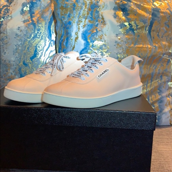 Chanel Light Pink Canvas Lace Up Bowling Sneaker - Picture 2 of 8